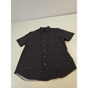 Bugatchi Shirt Mens 2XL Black OoohCotton Tech 8-Way Stretch Short Sleeve Button